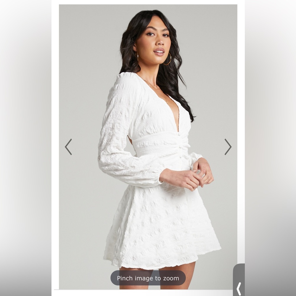NWT Showpo Sanaa long sleeve open back mini dress in white size 6 - Picture 6 of 16